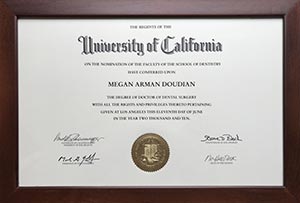 UCLA School of Dentistry Diploma 2010