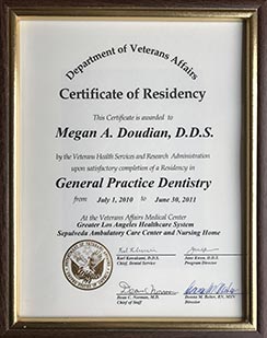 VA Sepulveda Residency advanced training certificate 2011
